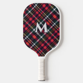 Tartan Plaid Monogram Pickleball Paddle