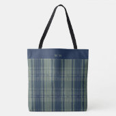 Tartan Plaid - Navy Blue en Slate Green Tote Bag (Voorkant)