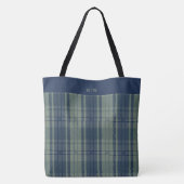 Tartan Plaid - Navy Blue en Slate Green Tote Bag (Achterkant)
