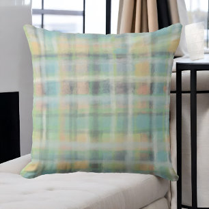 Tartan plaid pastel salie groen grijs blauw geel kussen