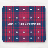 Tartan Plaid - Patriottisch - Rood Blauw Wit Sterr Muismat (Voorkant)