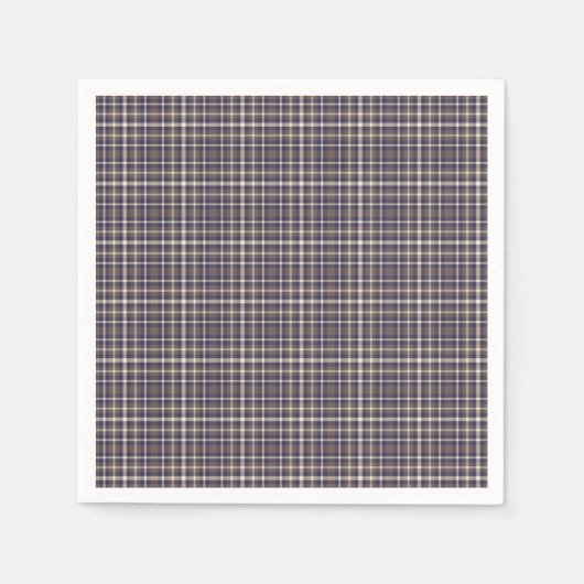 Tartan Plaid Patroon Bruin, Blauw & Beige No. 69 Servet (Voorkant)