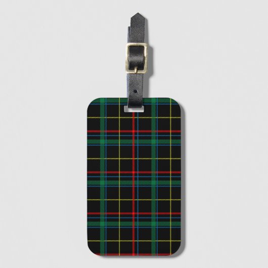 Tartan plaid patroon, groen en rood, bagagelabel (Voorkant (verticaal))