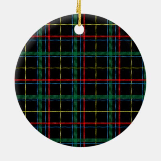 Tartan plaid patroon, groen en rood, keramisch ornament (Achterkant)