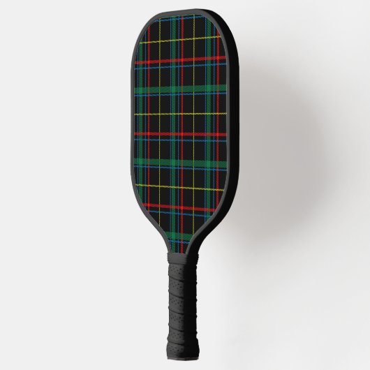 Tartan plaid patroon, groen en rood, pickleball paddle (Links)