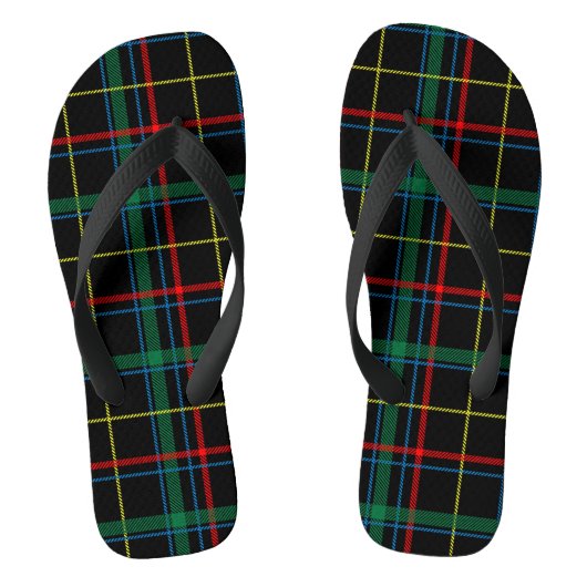 Tartan plaid patroon, groen en rood, teenslippers (Voetbed)