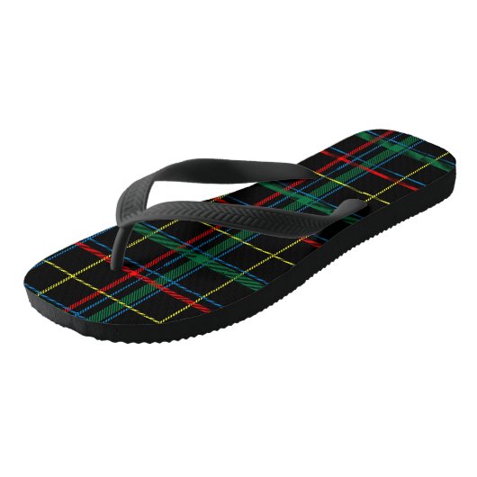Tartan plaid patroon, groen en rood, teenslippers (Schuin)