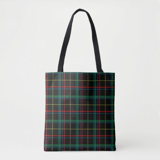 Tartan plaid patroon, groen en rood, tote bag (Voorkant)