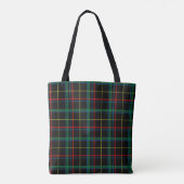 Tartan plaid patroon, groen en rood, tote bag (Achterkant)