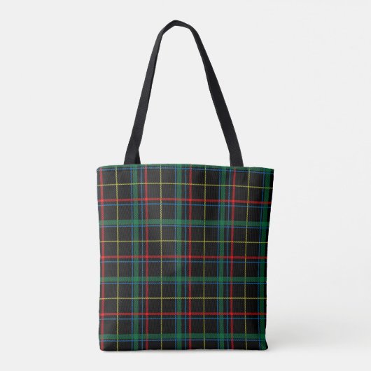 Tartan plaid patroon, groen en rood, tote bag (Achterkant)