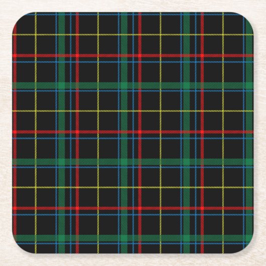 Tartan Plaid Patroon, Groen, Kartonnen Onderzetters (Voorkant)