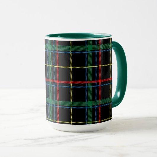 Tartan Plaid Patroon, Groen, Mok (Voorkant rechts)