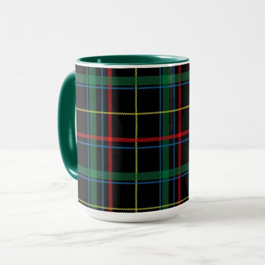 Tartan Plaid Patroon, Groen, Mok (Voorkant links)