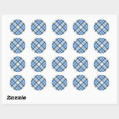 Tartan Plaid Pattern Collectie - Blauw - 02 Ronde Sticker (Vel)
