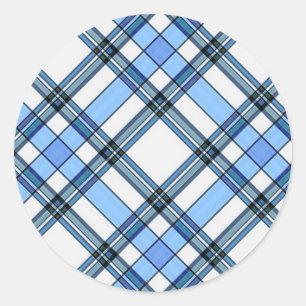 Tartan Plaid Pattern Collectie - Blauw - 02 Ronde Sticker