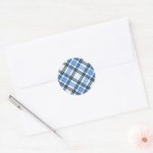 Tartan Plaid Pattern Collectie - Blauw - 02 Ronde Sticker (Envelop)