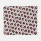 Tartan Plaid Paw Prints op grijs Fleece Deken (Voorkant (Horizontaal))