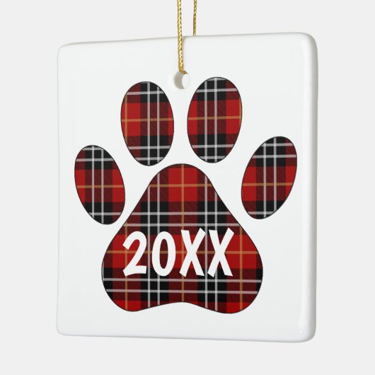 Tartan Plaid Pawprint Keramisch Ornament (Links)