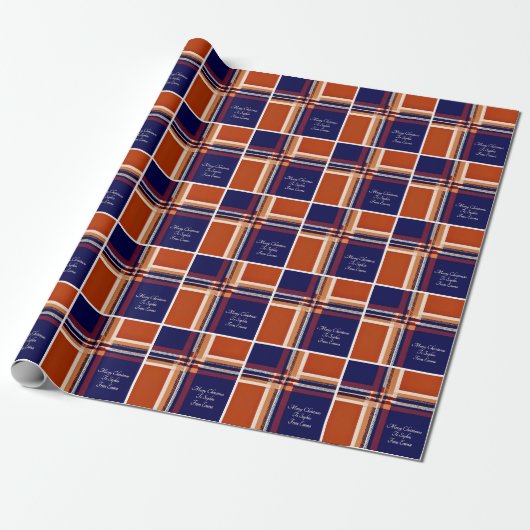Tartan plaid persoonlijke boodschap Kerst Cadeaupapier (Uitgerold)