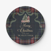 Tartan Plaid Preppy Christmas Party Paper Plates Papieren Bordje (Voorkant)