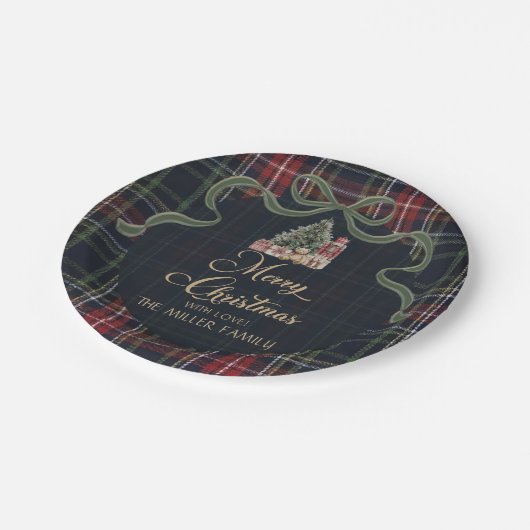 Tartan Plaid Preppy Christmas Party Paper Plates Papieren Bordje (Gekanteld)
