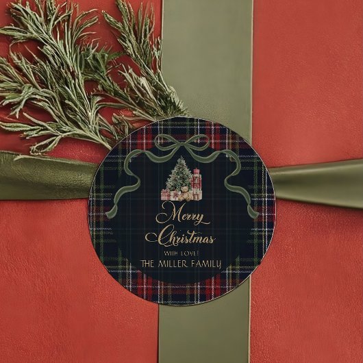 Tartan Plaid Preppy Christmas Party Sticker
