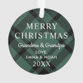 Tartan Plaid Prettig Kerstfeest Grootouders Foto Ornament (achterkant)