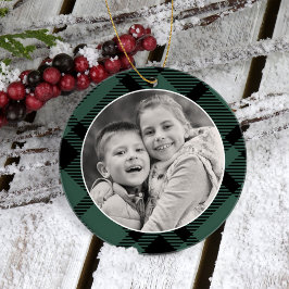 Tartan Plaid Prettig Kerstfeest Grootouders Foto Ornament