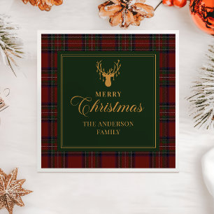 Tartan Plaid Prettig Kerstmis Familie Servetten