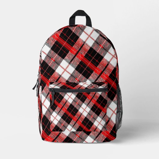 Tartan Plaid Red and Black Backpack Bedrukte Rugzak (Voorkant)