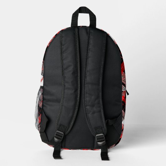 Tartan Plaid Red and Black Backpack Bedrukte Rugzak (Achterkant)