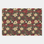 Tartan Plaid & Red Poinsettia Kerstvakantie Inpakpapier Vel (Voorkant 3)