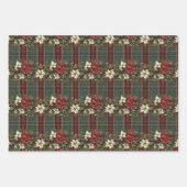 Tartan Plaid & Red Poinsettia Kerstvakantie Inpakpapier Vel (Voorkant 2)