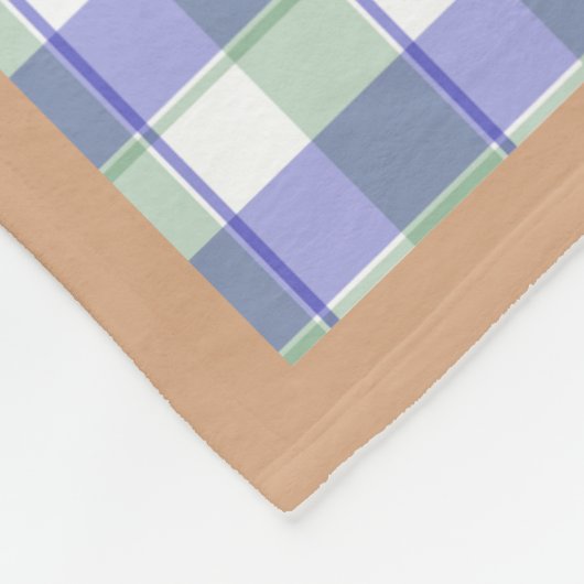 Tartan plaid reindeer snowman blue beige name fleece deken (Hoek)