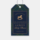Tartan Plaid Rocking Horse Baby Shower Favors Cadeaulabel (Voorkant)