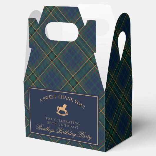 Tartan Plaid Rocking Horse Birthday Favor Box Bedankdoosjes (Geopend)