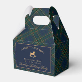 Tartan Plaid Rocking Horse Birthday Favor Box Bedankdoosjes