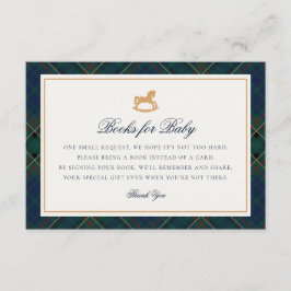 Tartan Plaid Rocking Horse Books for Baby Card Informatiekaartje