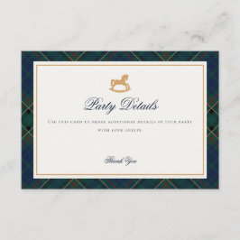 Tartan Plaid Rocking Horse Details Insert Card Informatiekaartje