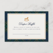 Tartan Plaid Rocking Horse Diaper Raffle Card Informatiekaartje (Voorkant)