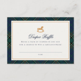 Tartan Plaid Rocking Horse Diaper Raffle Card Informatiekaartje