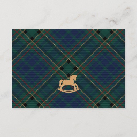 Tartan Plaid Rocking Horse Diaper Raffle Card Informatiekaartje (Achterkant)