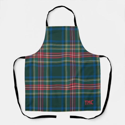 Tartan Plaid Rode INITIALEN Feestelijke Classic Va Schort (Voorkant)