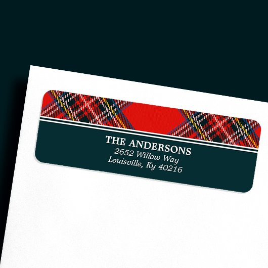 Tartan Plaid Rode Kerst Adres Etiket