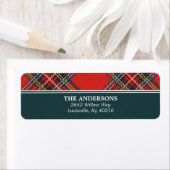 Tartan Plaid Rode Kerst Adres Etiket (Insitu)
