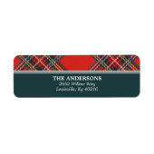 Tartan Plaid Rode Kerst Adres Etiket (Voorkant)