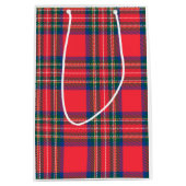 Tartan Plaid Rode Kerstvakantie Feestelijke Plezie Medium Cadeauzakje (Voorkant)
