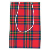 Tartan Plaid Rode Kerstvakantie Feestelijke Plezie Medium Cadeauzakje (Achterkant)