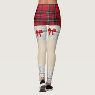 Tartan plaid rode strik patroon leggings