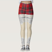 Tartan plaid rode strik patroon leggings (Voorkant)
